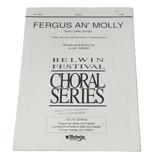 Belwin Celtic Songs Vijay Singh Sheet Music TTBB Fergus An Molly Finnan Haddie - Picture 1 of 4